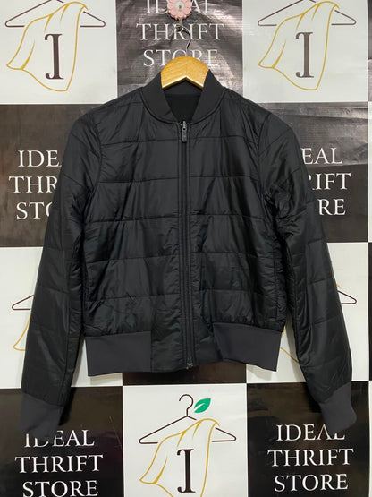 LULULEMON |M| BUST 18| BLACK QUILTED PUFFER BOMBER JACKET FULL-ZIP ATHLEISURE OUTERWEAR
