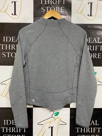 LULULEMON |M| BUST 18| GREY MARLED MOCK NECK LONG SLEEVE CROP TOP ATHLETIC SHIRT