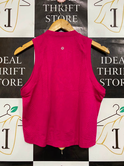 LULULEMON |S| BUST 17| BRIGHT PINK FUSCHIA SEAMLESS ATHLETIC CROP TANK TOP