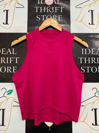 LULULEMON |S| BUST 17| BRIGHT PINK FUSCHIA SEAMLESS ATHLETIC CROP TANK TOP