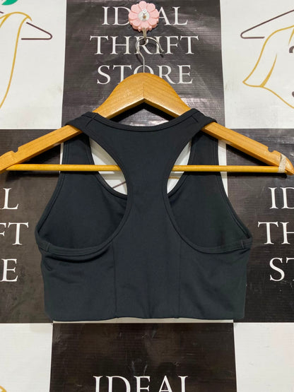 GYMSHARK |XS| BUST 12| CLASSIC BLACK ATHLETIC SPORTS BRA WITH WHITE SHARKHEAD LOGO