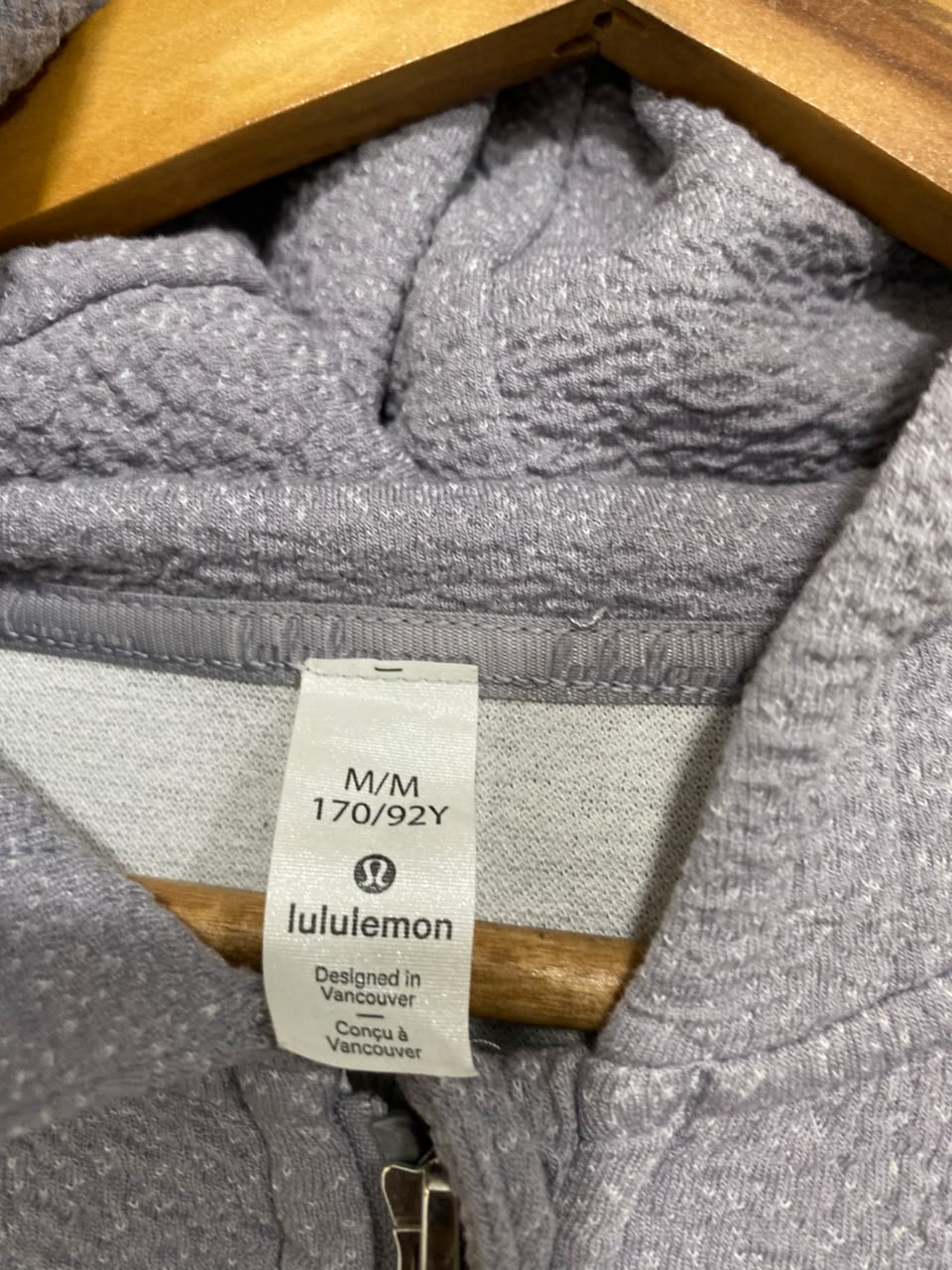 LULULEMON |M| BUST 21| LIGHT PURPLE/GREY TEXTURED FLEECE FULL-ZIP HOODIE CASUAL JACKET