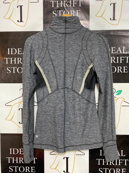 LULULEMON |S| BUST 17| GREY MARLED HALF-ZIP PULLOVER TRACK JACKET WITH THUMBHOLES