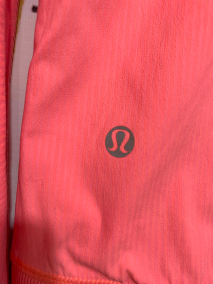 LULULEMON |S| BUST 19| NEON CORAL PINK FULL-ZIP HOODED WINDPROTECT ATHLETIC JACKET