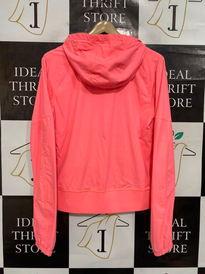 LULULEMON |S| BUST 19| NEON CORAL PINK FULL-ZIP HOODED WINDPROTECT ATHLETIC JACKET