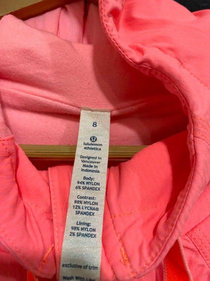 LULULEMON |S| BUST 19| NEON CORAL PINK FULL-ZIP HOODED WINDPROTECT ATHLETIC JACKET