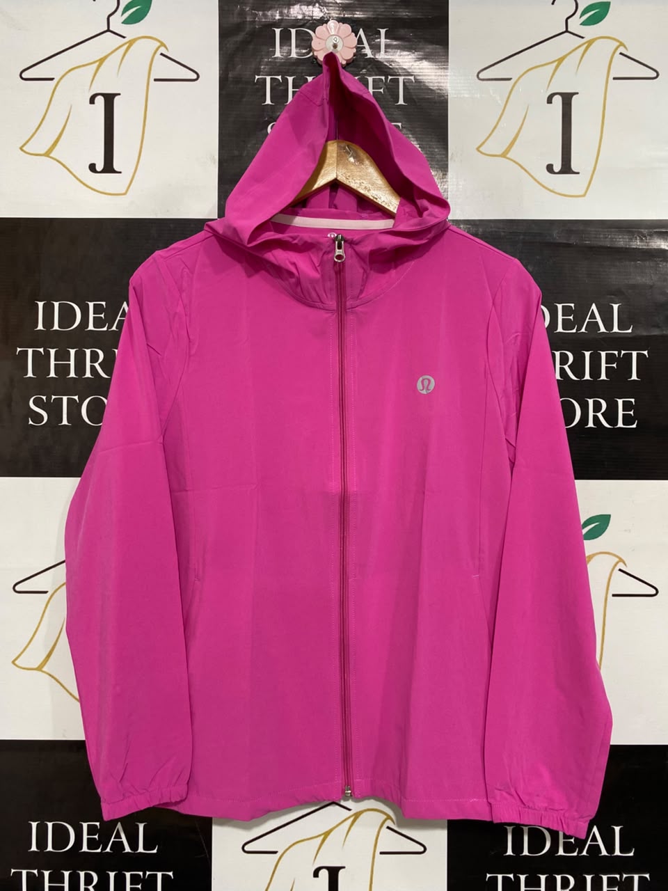 LULULEMON |M| BUST 19| BRIGHT PINK FUCHSIA FULL-ZIP HOODED LIGHTWEIGHT WINDPROTECT ATHLETIC JACKET