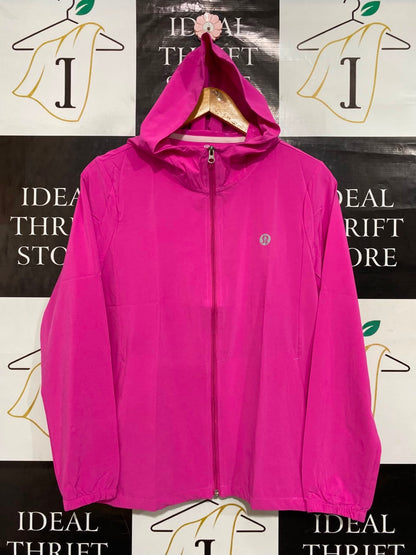 LULULEMON |M| BUST 19| BRIGHT PINK FUCHSIA FULL-ZIP HOODED LIGHTWEIGHT WINDPROTECT ATHLETIC JACKET