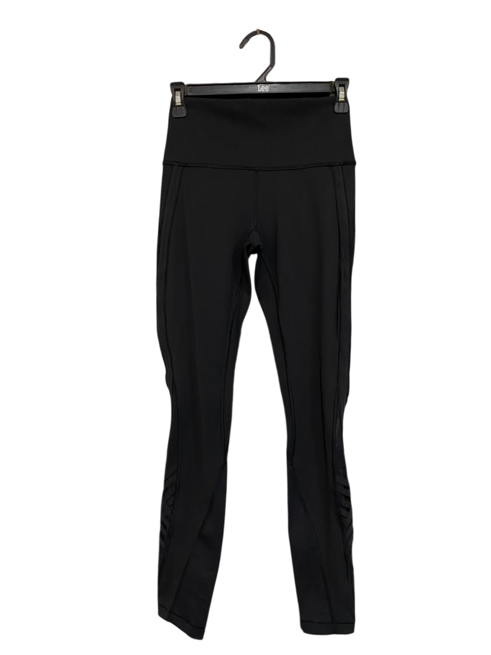 LULULEMON |S| WAIST 26| BLACK HIGH-WAISTED STRIPED MESH-ACCENT ATHLETIC LEGGINGS ACTIVEWEAR