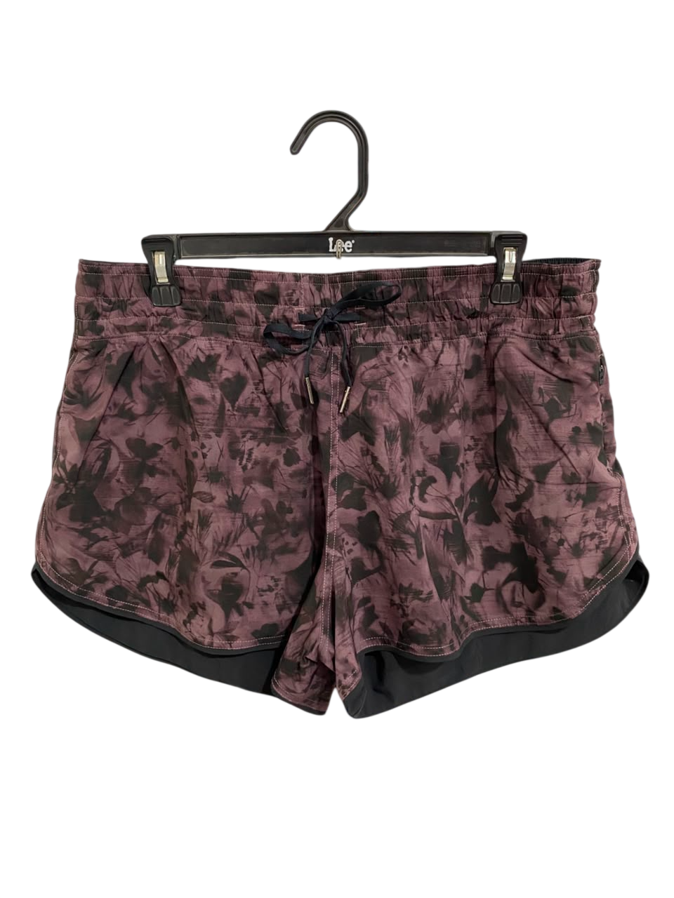LULULEMON |XL| WAIST 34| MAUVE FLORAL PRINT LAYERED RUNNING SHORTS ACTIVEWEAR