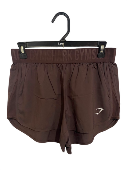 GYMSHARK |M| WAIST 28| BROWN BRANDED WAISTBAND RUNNING SHORTS ACTIVEWEAR