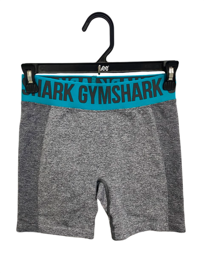 GYMSHARK |XS| WAIST 24| GREY MARL TEAL WAISTBAND SEAMLESS BIKER SHORTS ACTIVEWEAR