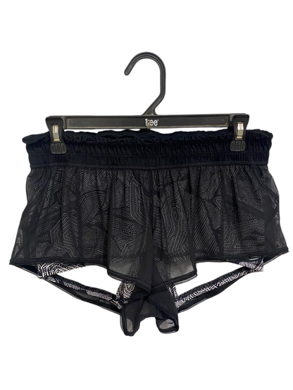 LULULEMON |M| WAIST 28| BLACK GEOMETRIC MESH LAYERED RUNNING SHORTS ACTIVEWEAR