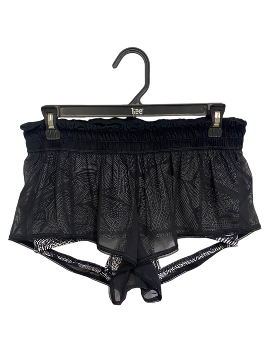 LULULEMON |M| WAIST 28| BLACK GEOMETRIC MESH LAYERED RUNNING SHORTS ACTIVEWEAR