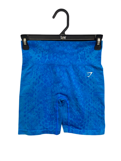 GYMSHARK |XS| WAIST 24| BLUE ANIMAL PRINT SEAMLESS BIKER SHORTS ACTIVEWEAR
