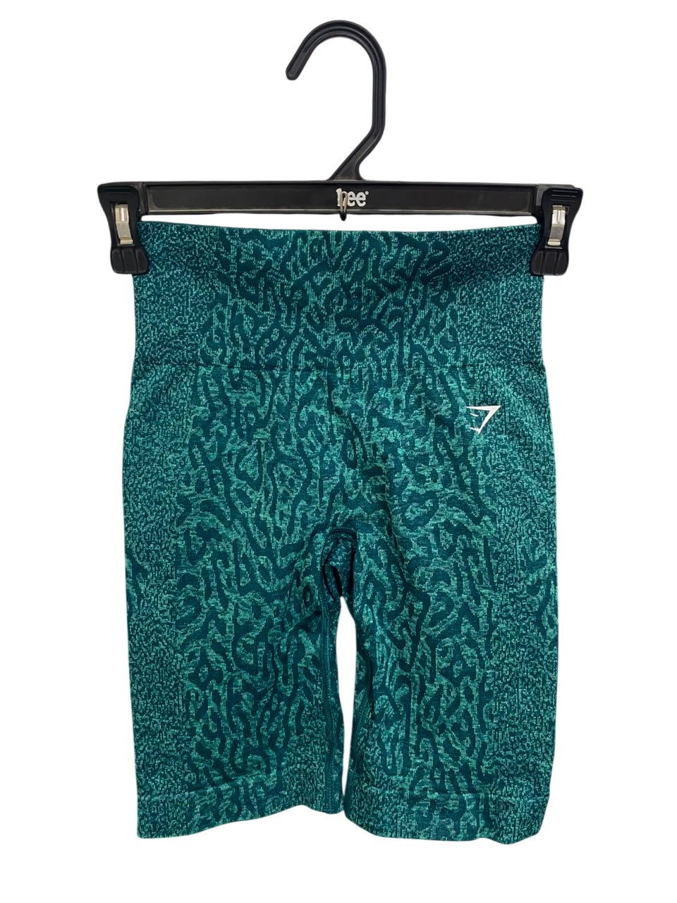 GYMSHARK |XXS| WAIST 20| TEAL GREEN ANIMAL PRINT SEAMLESS BIKER SHORTS ACTIVEWEAR