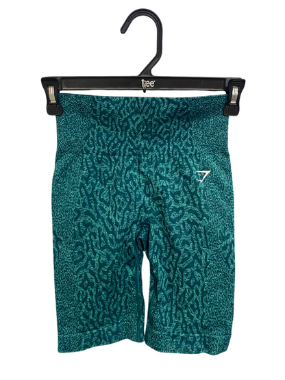 GYMSHARK |XXS| WAIST 20| TEAL GREEN ANIMAL PRINT SEAMLESS BIKER SHORTS ACTIVEWEAR