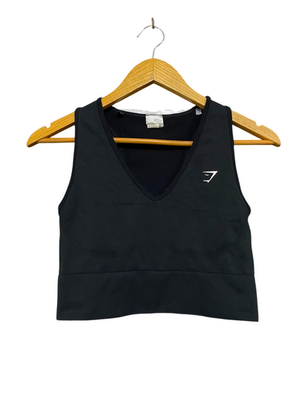 GYMSHARK |M| BUST 24| BLACK V-NECK CROP TOP SPORTS BRA ACTIVEWEAR