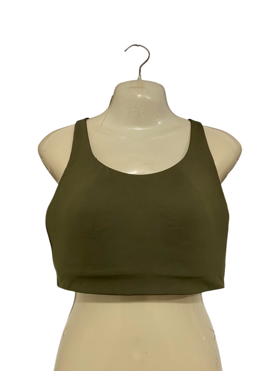 LULULEMON |M| BUST 16| OLIVE GREEN SCOOP NECK SPORTS BRA CROP TOP LONG-LINE ACTIVEWEAR