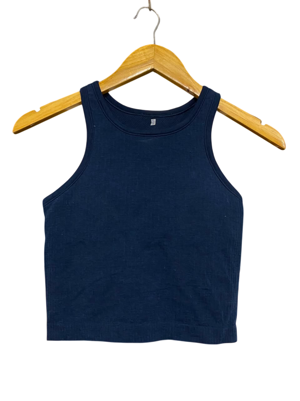 LULULEMON |XS| BUST 13| NAVY BLUE HIGH-NECK CROP TOP TANK TOP SEAMLESS ACTIVEWEAR