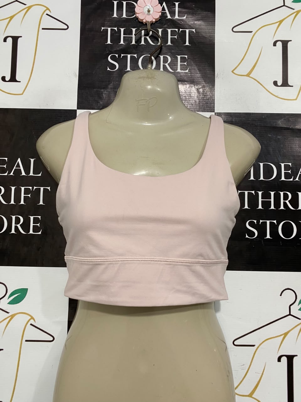 LULULEMON |XS| BUST 13| BLUSH PINK NUDE SCOOP NECK SPORTS BRA CROP TOP LONG-LINE ACTIVEWEAR