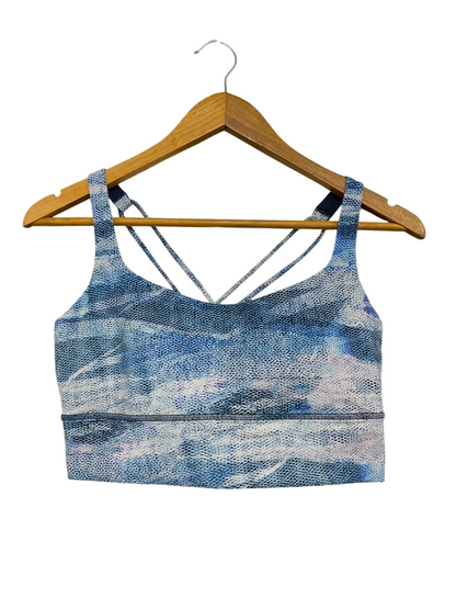 LULULEMON |S| BUST 14| BLUE TIE-DYE ABSTRACT PRINT STRAPPY SPORTS BRA CROP TOP ACTIVEWEAR