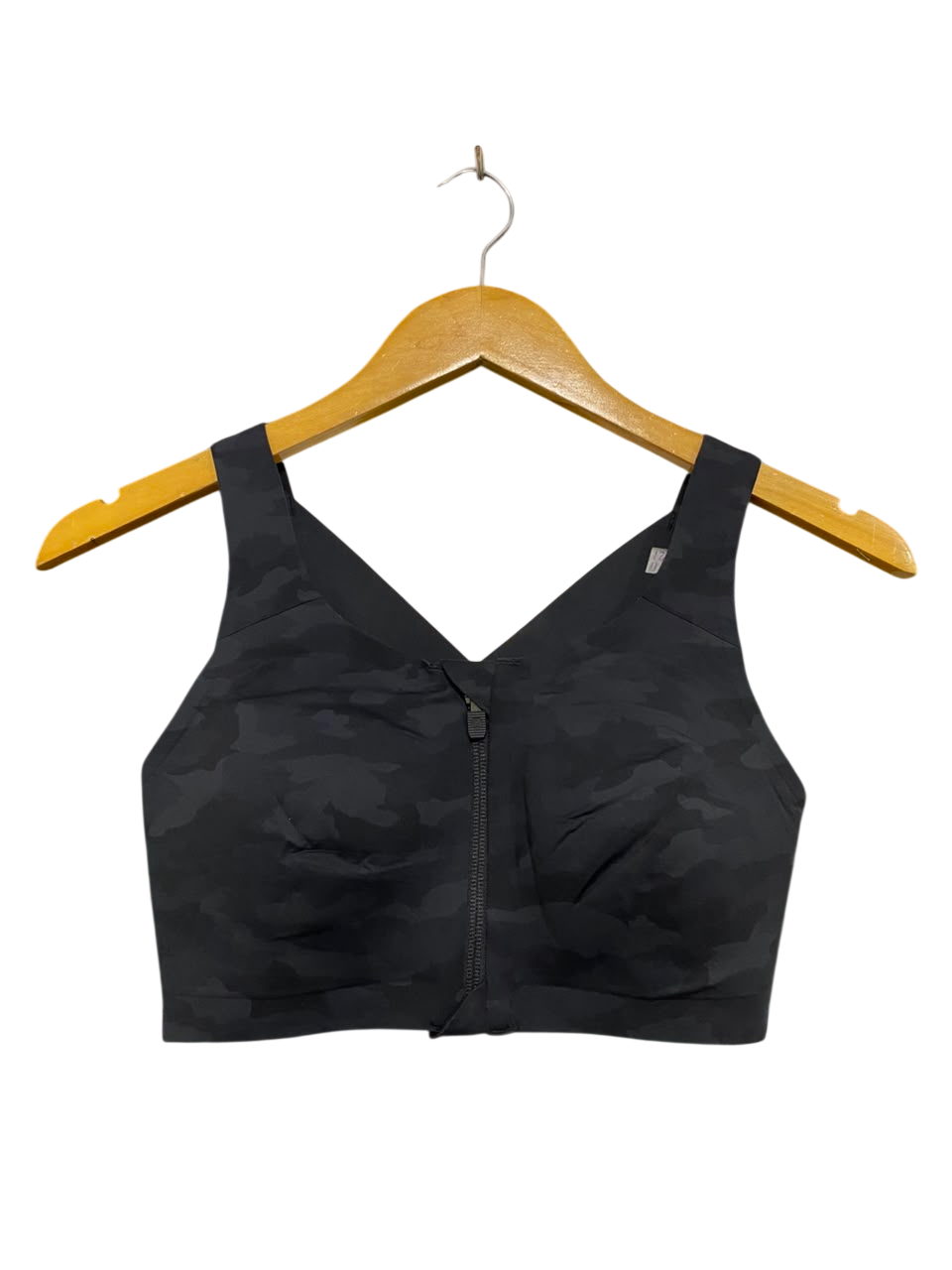 LULULEMON |XS| BUST 13| BLACK CAMO FRONT ZIP SPORTS BRA CROP TOP ATHLETIC ACTIVEWEAR