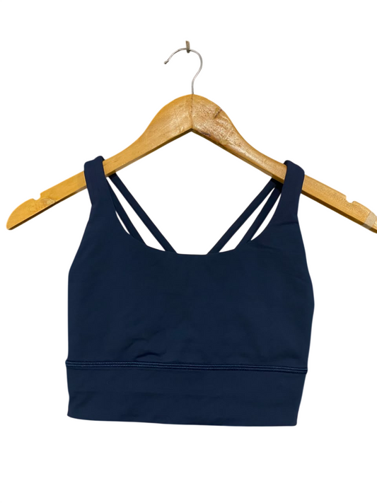 LULULEMON |XXS| BUST 11| NAVY BLUE STRAPPY SPORTS BRA CROP TOP LONG-LINE ACTIVEWEAR