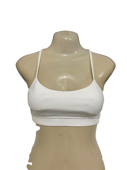 LULULEMON |XS| BUST 12| WHITE SPORTS BRA CROP TOP SCOOP NECK STRAPPY ATHLETIC ACTIVEWEAR