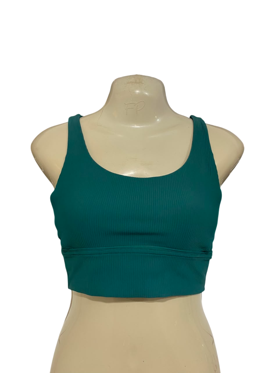 LULULEMON |XS| BUST 13| TEAL BLUE RIBBED SPORTS BRA CROP TOP SCOOP NECK ATHLETIC ACTIVEWEAR