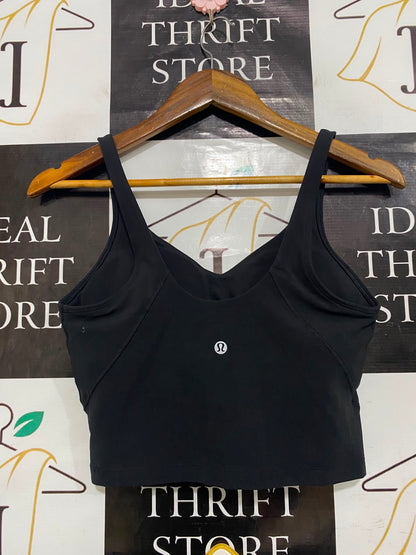 LULULEMON |S| BUST 14| BLACK CROP TOP TANK TOP V-NECK ATHLETIC WORKOUT ACTIVEWEAR