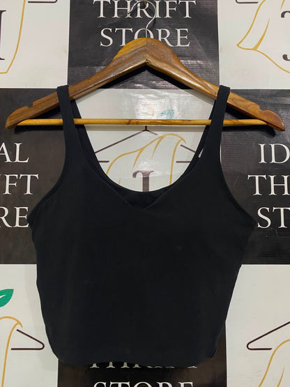 LULULEMON |S| BUST 14| BLACK CROP TOP TANK TOP V-NECK ATHLETIC WORKOUT ACTIVEWEAR