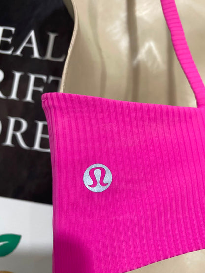 LULULEMON |XS| BUST 12| HOT PINK RIBBED SPORTS BRA CROP TOP DOUBLE STRAP ATHLETIC GYM ACTIVEWEAR