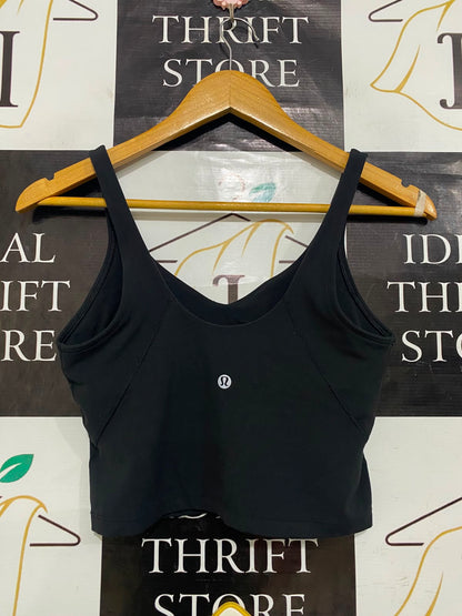 LULULEMON |S| BUST 14| BLACK CROP TOP TANK TOP V-NECK ATHLETIC WORKOUT ACTIVEWEAR