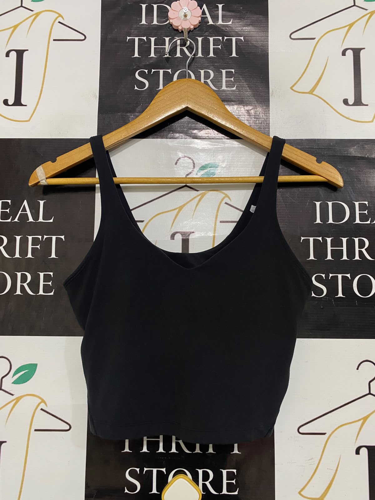 LULULEMON |S| BUST 14| BLACK CROP TOP TANK TOP V-NECK ATHLETIC WORKOUT ACTIVEWEAR