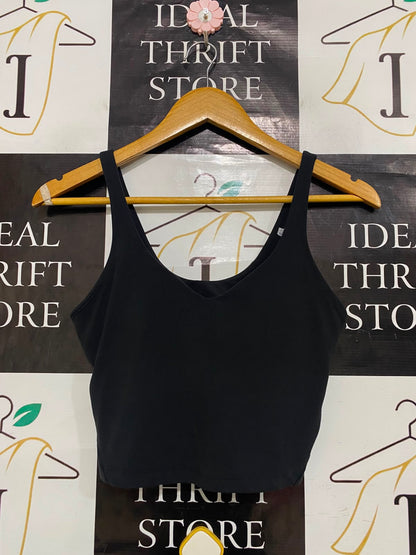 LULULEMON |S| BUST 14| BLACK CROP TOP TANK TOP V-NECK ATHLETIC WORKOUT ACTIVEWEAR