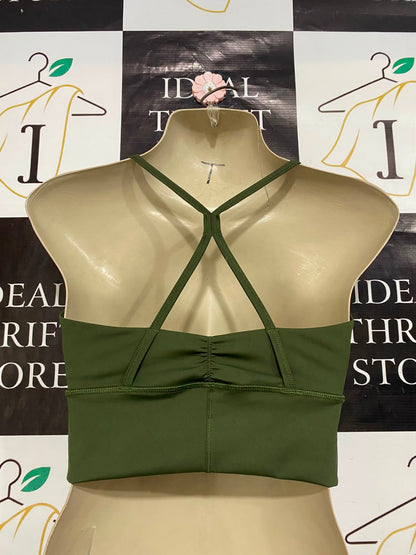 GYMSHARK |M| BUST 15| OLIVE GREEN RUCHED SPORTS BRA CROP TOP ATHLETIC GYM ACTIVEWEAR