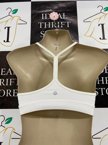 LULULEMON |XS| BUST 12| WHITE SPORTS BRA CROP TOP SCOOP NECK STRAPPY ATHLETIC ACTIVEWEAR