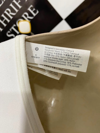LULULEMON |XS| BUST 12| WHITE SPORTS BRA CROP TOP SCOOP NECK STRAPPY ATHLETIC ACTIVEWEAR