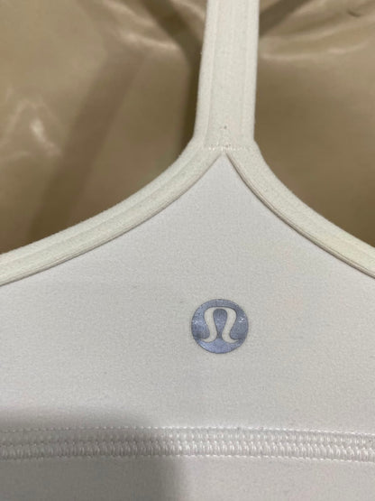 LULULEMON |XS| BUST 12| WHITE SPORTS BRA CROP TOP SCOOP NECK STRAPPY ATHLETIC ACTIVEWEAR