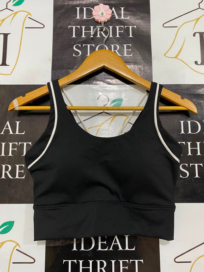 LULULEMON |M| BUST 15| BLACK AND WHITE TRIM SPORTS BRA CROP TOP ATHLETIC GYM ACTIVEWEAR