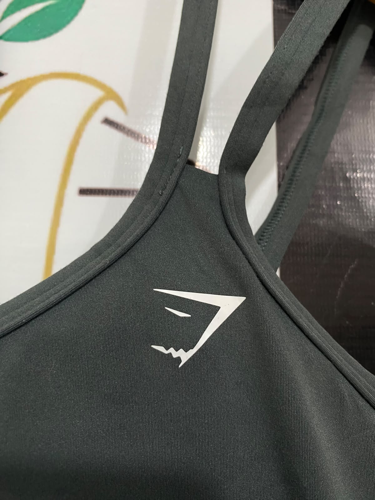 GYMSHARK |XS| BUST 13| DARK GREY STRAPPY SPORTS BRA CROP TOP ACTIVEWEAR