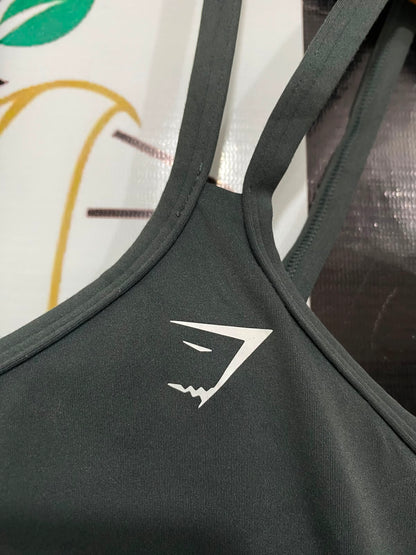 GYMSHARK |XS| BUST 13| DARK GREY STRAPPY SPORTS BRA CROP TOP ACTIVEWEAR