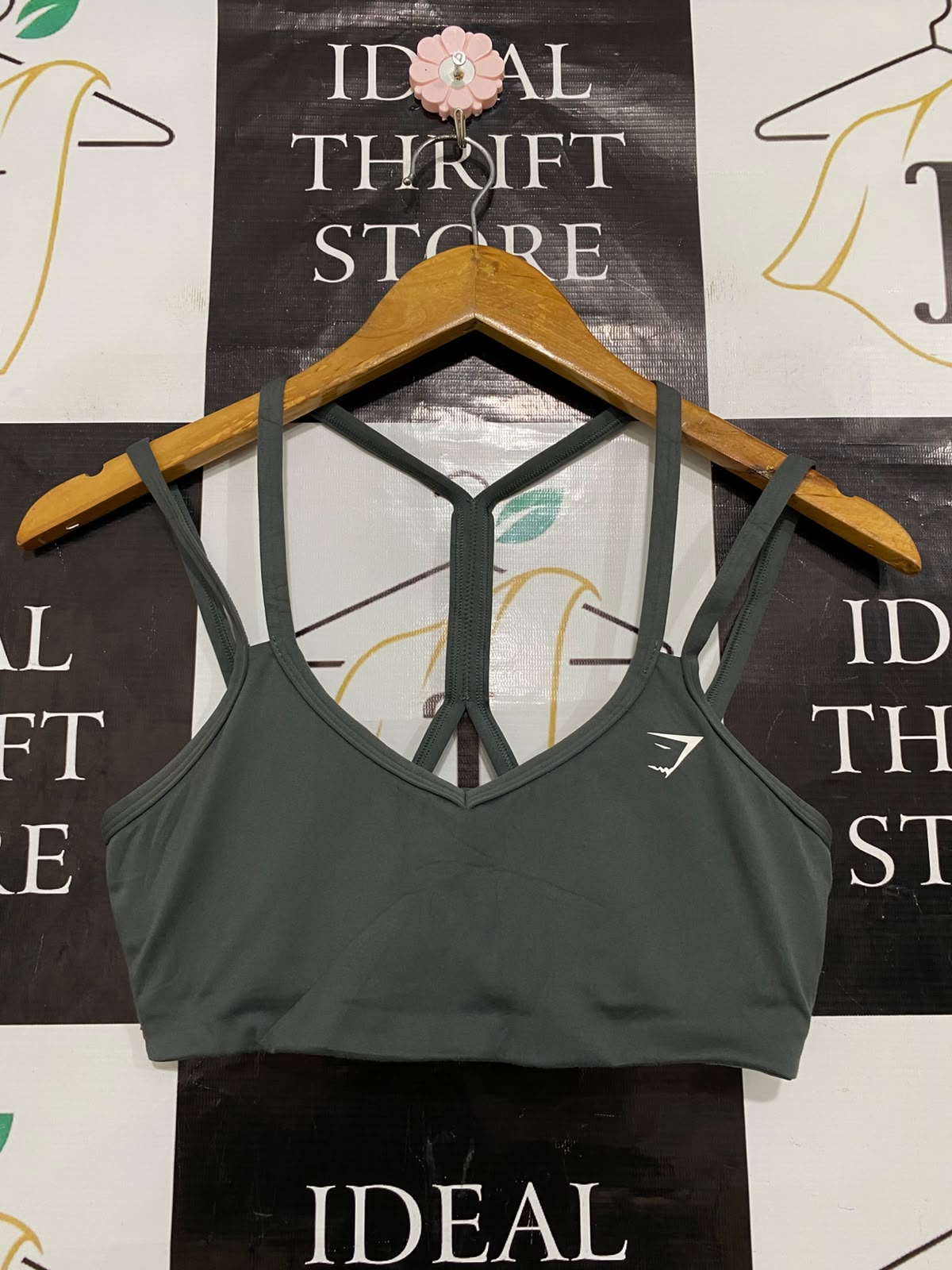 GYMSHARK |XS| BUST 13| DARK GREY STRAPPY SPORTS BRA CROP TOP ACTIVEWEAR