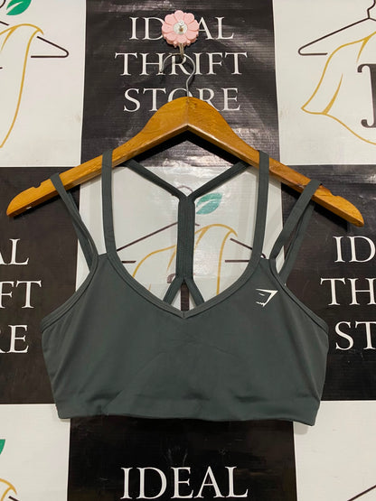 GYMSHARK |XS| BUST 13| DARK GREY STRAPPY SPORTS BRA CROP TOP ACTIVEWEAR