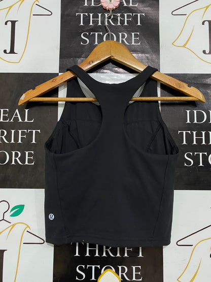 LULULEMON |XS| BUST 13| BLACK CROP TOP TANK TOP HIGH NECK RACERBACK ATHLETIC WORKOUT ACTIVEWEAR