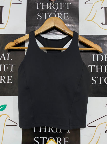 LULULEMON |XS| BUST 13| BLACK CROP TOP TANK TOP HIGH NECK RACERBACK ATHLETIC WORKOUT ACTIVEWEAR