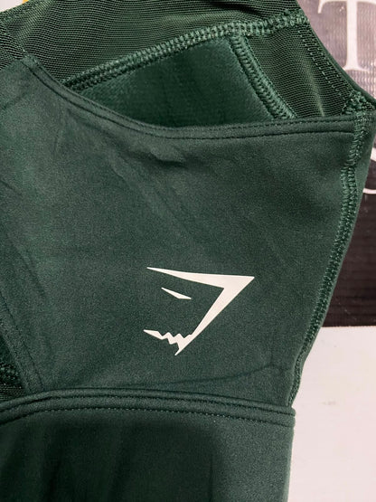 GYMSHARK |S| BUST 13| DARK GREEN PADDED SPORTS BRA CROP TOP RACERBACK ATHLETIC ACTIVEWEAR
