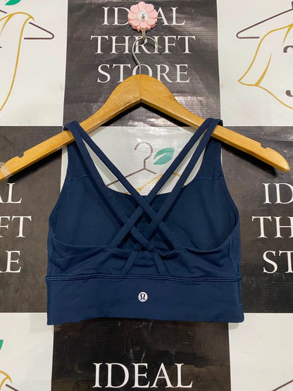 LULULEMON |XXS| BUST 11| NAVY BLUE STRAPPY SPORTS BRA CROP TOP LONG-LINE ACTIVEWEAR