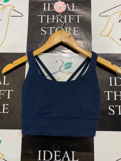 LULULEMON |XXS| BUST 11| NAVY BLUE STRAPPY SPORTS BRA CROP TOP LONG-LINE ACTIVEWEAR